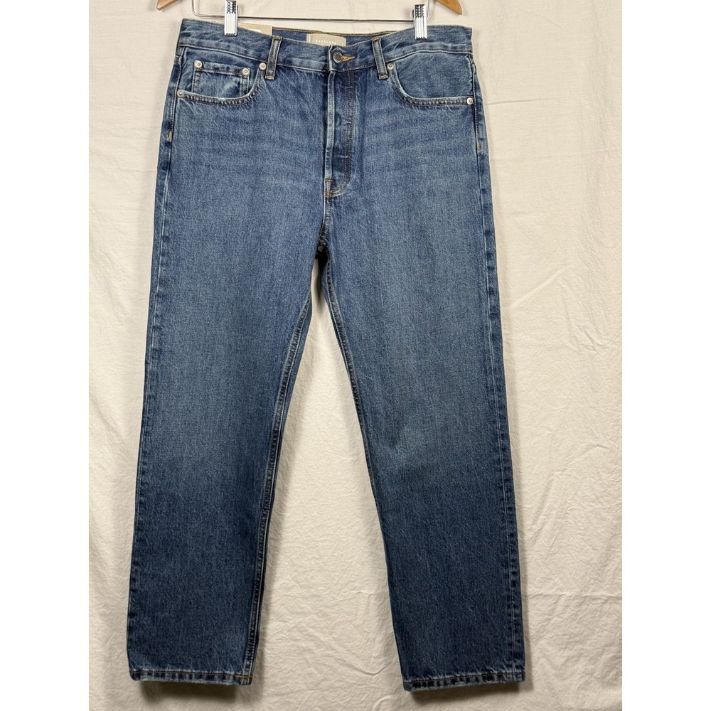 Everlane Relaxed Straight Fit Jean Organic Cotton Women's34/28 Washed Indigo NWT